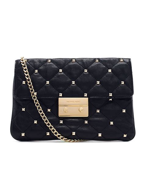 michael kors black clutch with gold studs|Michael Kors women's gold clutch.